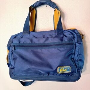 Vintage Verdi Duffle Travel Bag Retro Blue/Yellow 17” Gym Luggage Overnight
